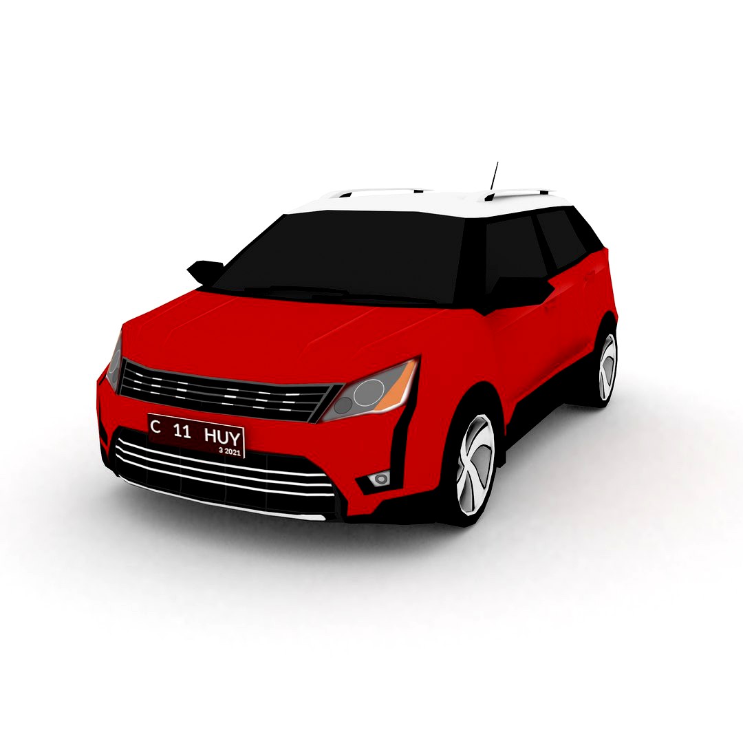 Red SUV Cartoon Style and Low Poly Car