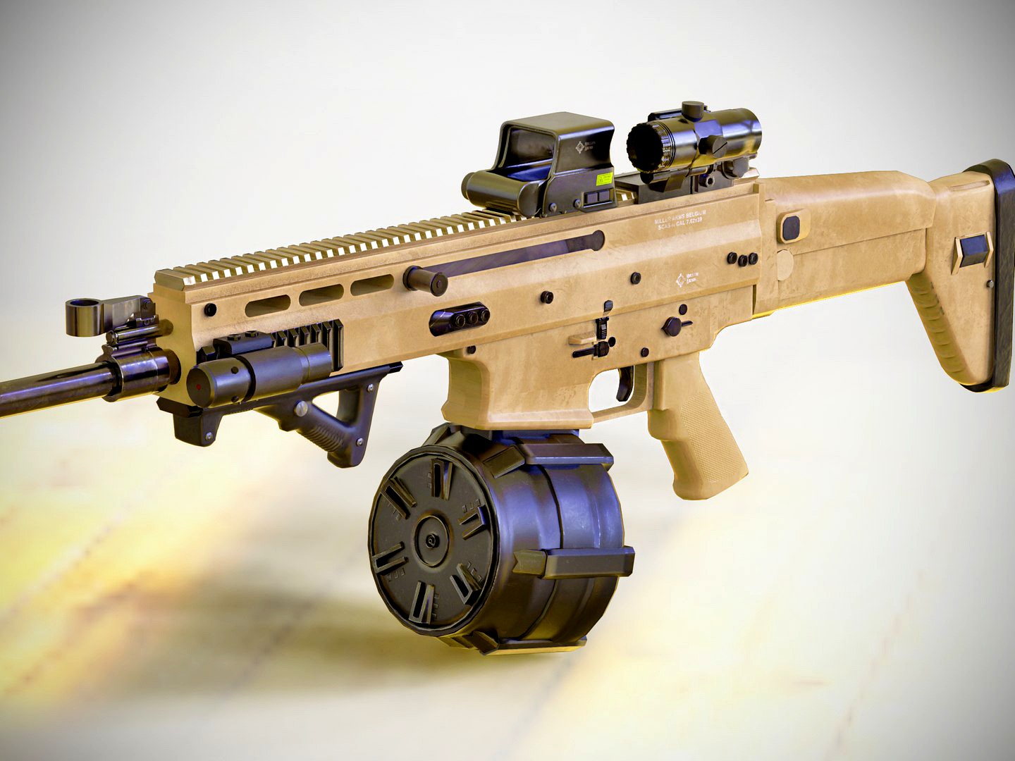 FN SCAR - H - LMG - With Attachments - Highly Detailed - PBR