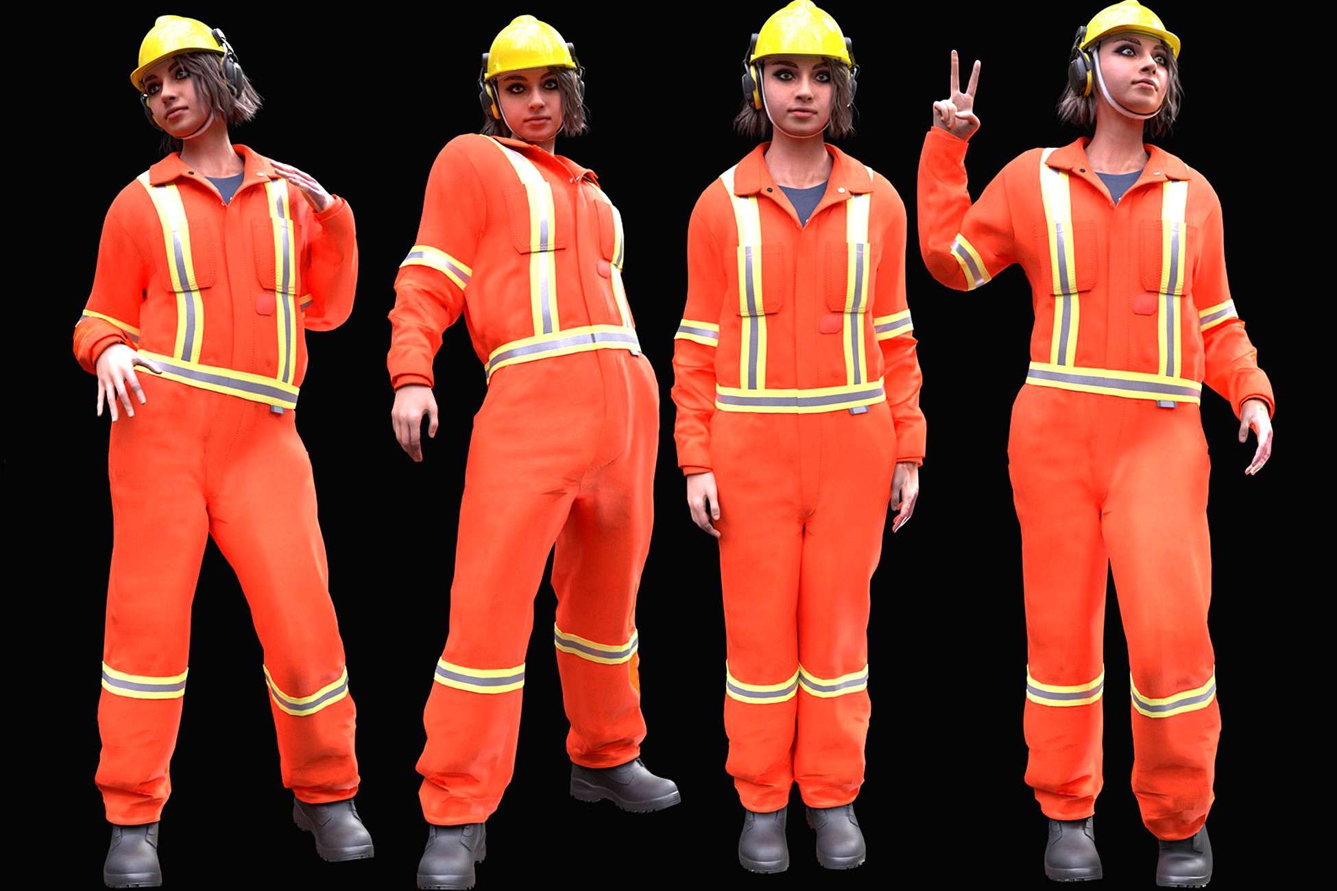 Collection 21 - Man/Woman in Mining Outfit - Rigged