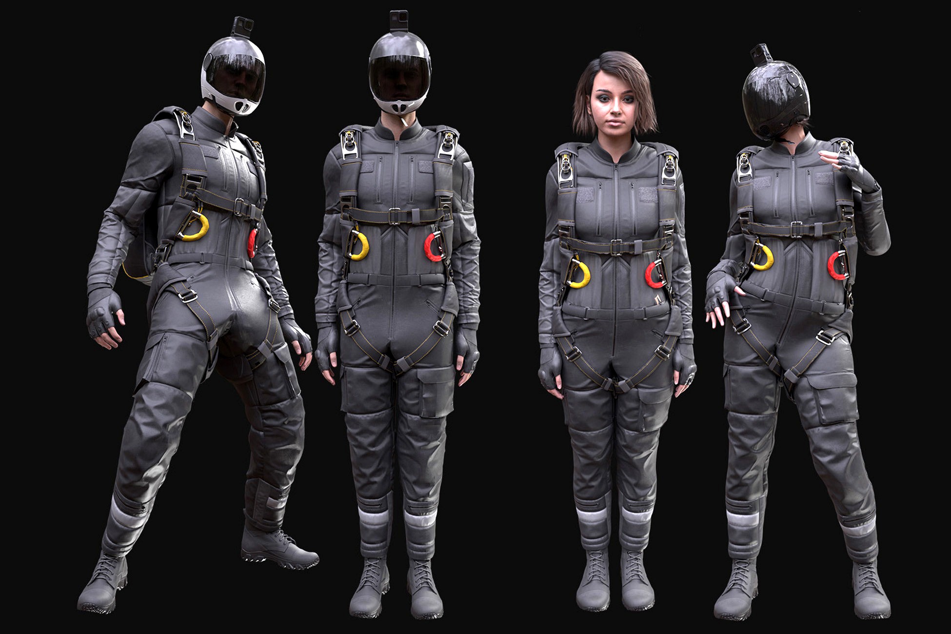 Collection 5 - Man/Woman Skydiving Suit - Rigged