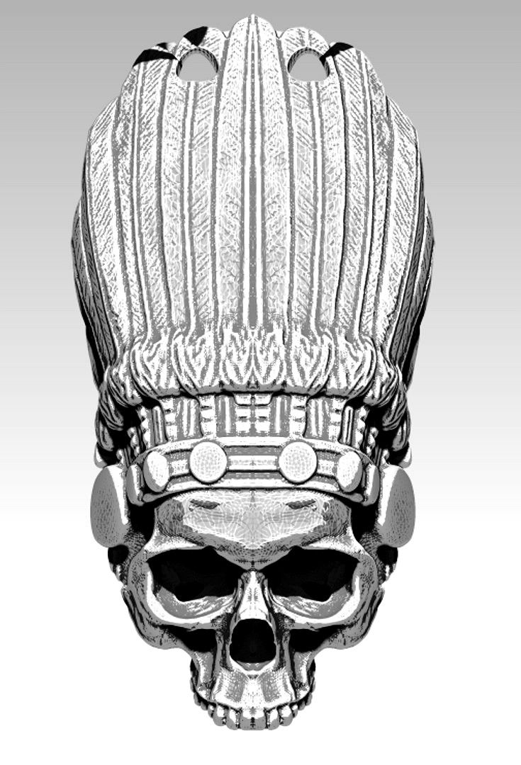 Detailed Indian Skull chief pendant
