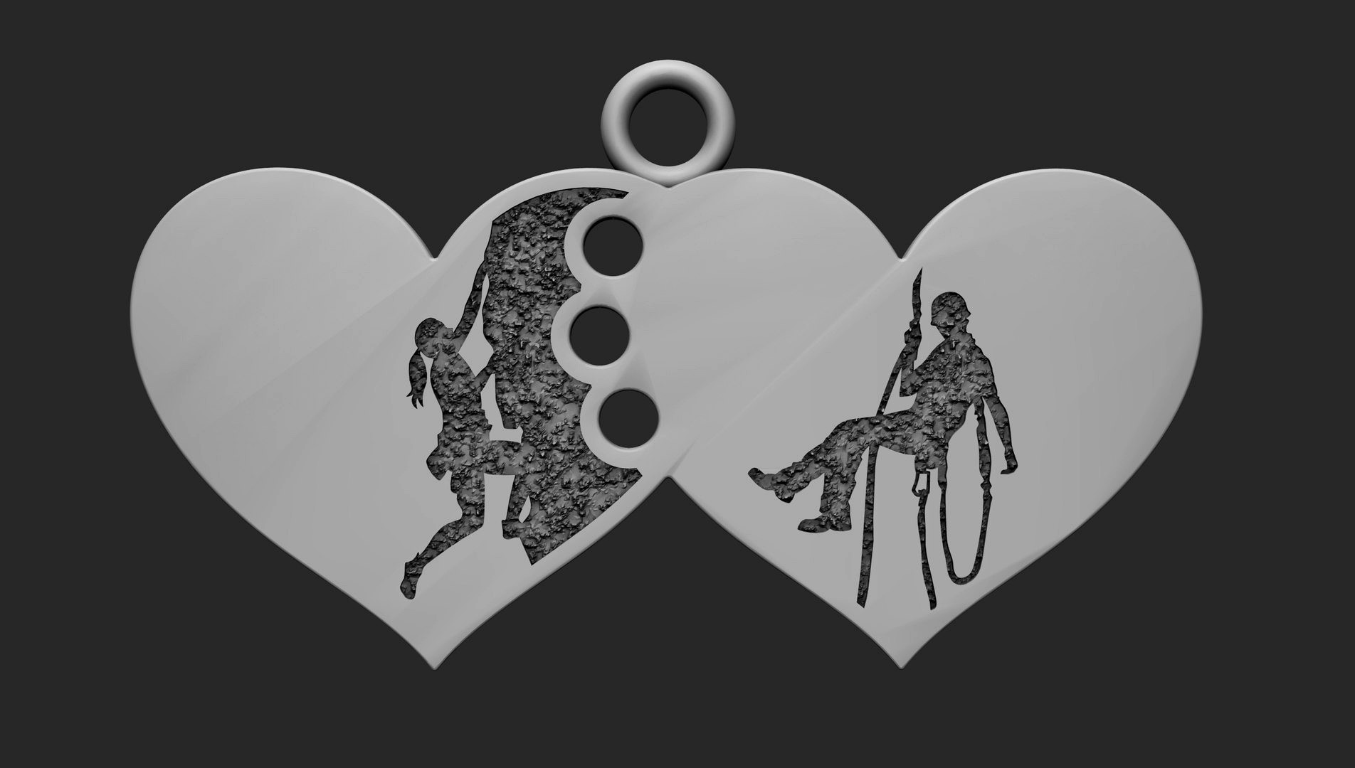pendant heart with climbers