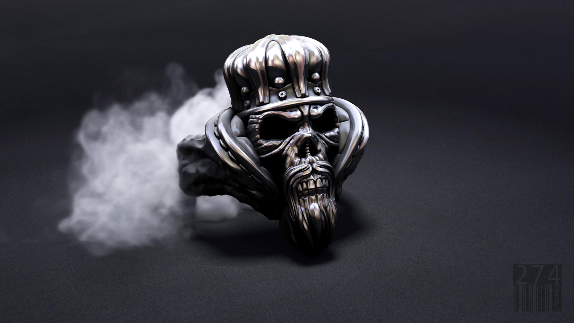 skull ring with crown