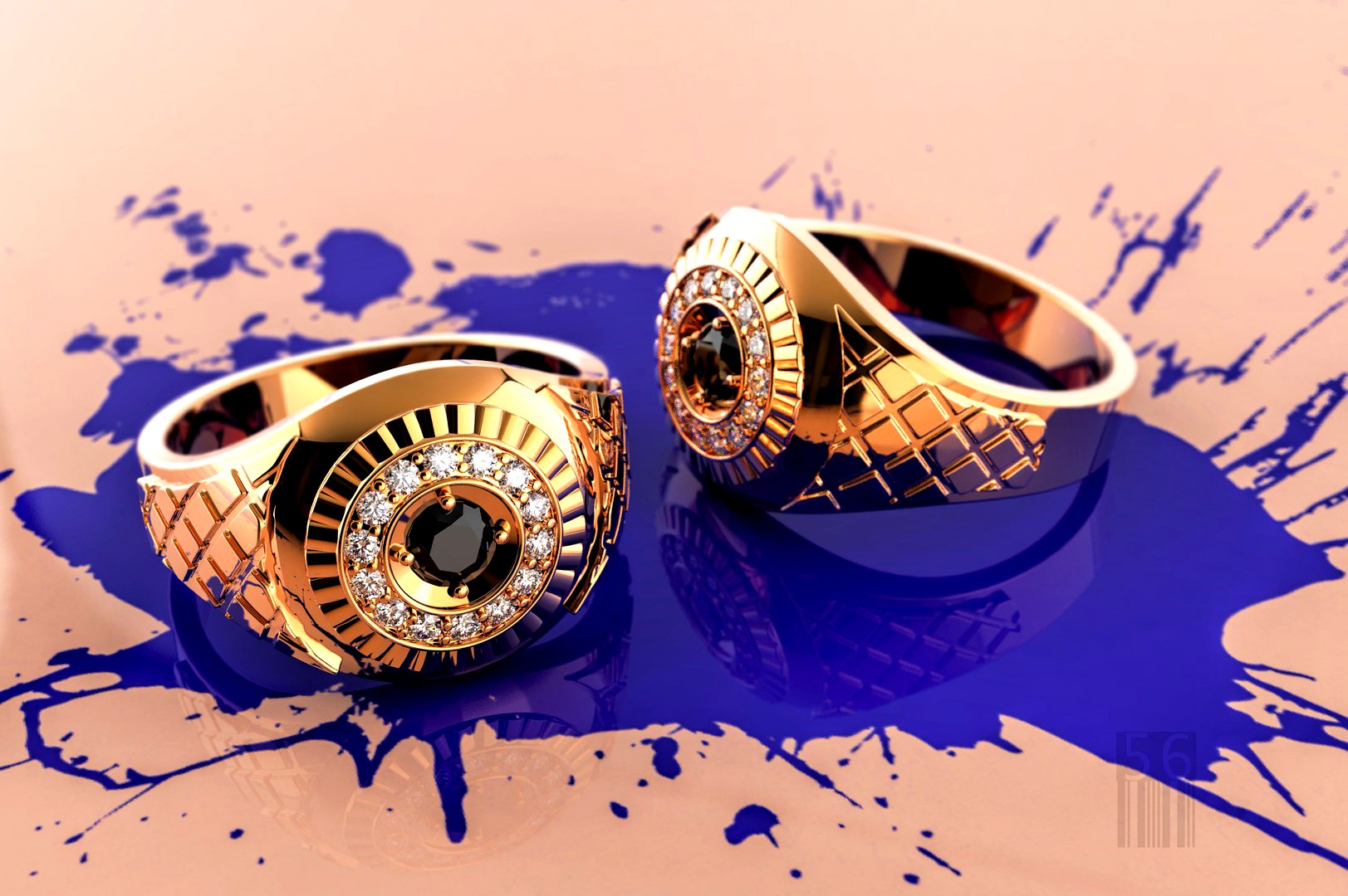 men gold ring with stones