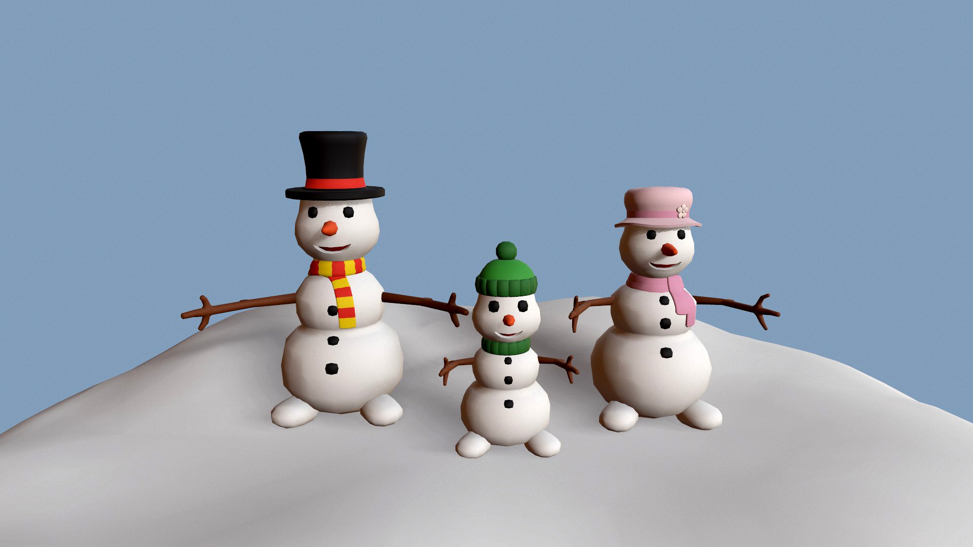Cartoon Snowman family