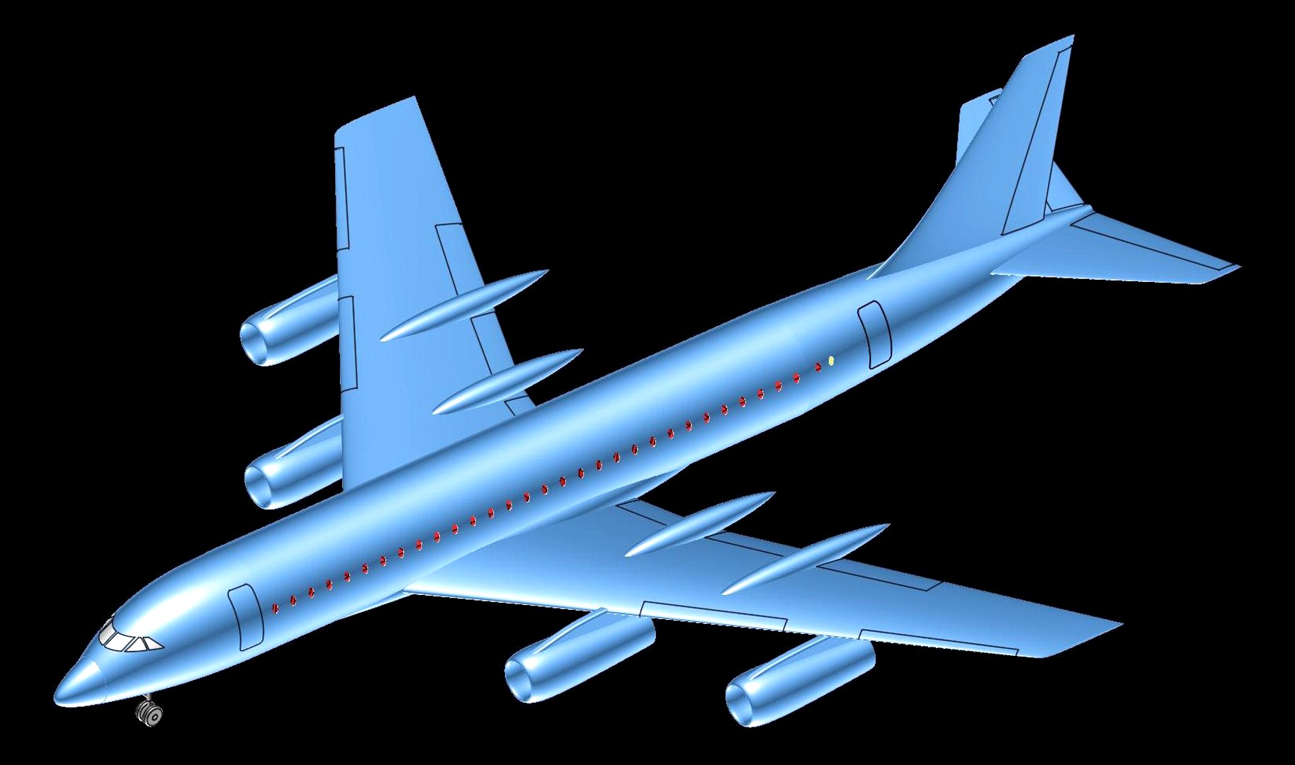 Convair 990 Transport Aircraft Solid Assembly Model