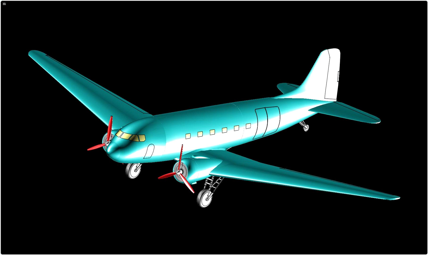 C-47 Transport Aircraft Solid Assembly Model