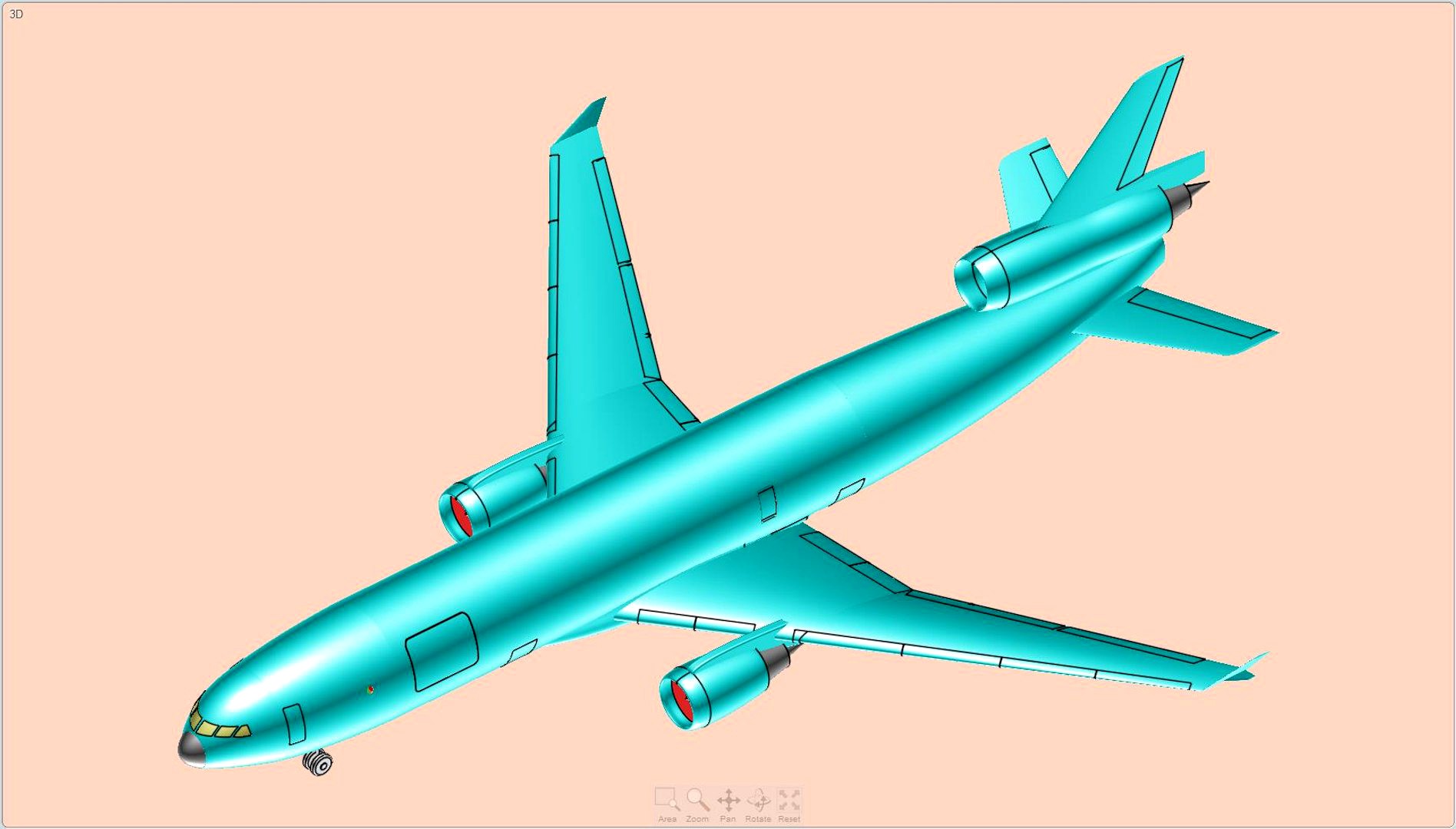 Douglas MD11F Freighter Aircraft Solid Assembly Model