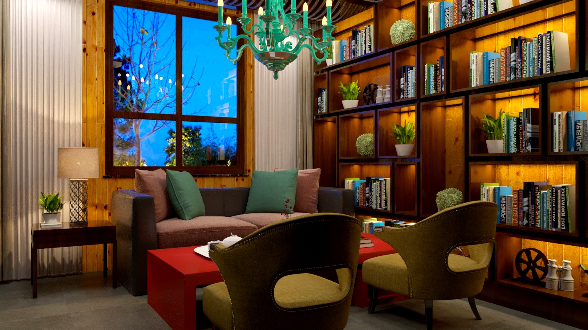 private cinema and library room
