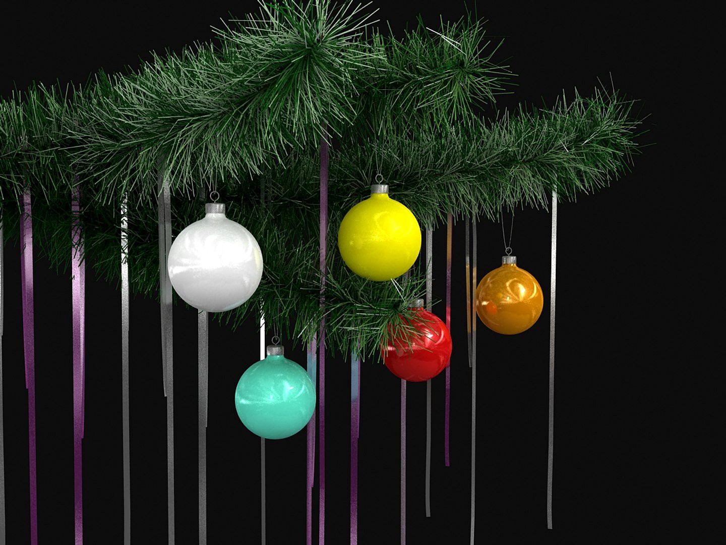 Christmas balls on Christmas tree branch