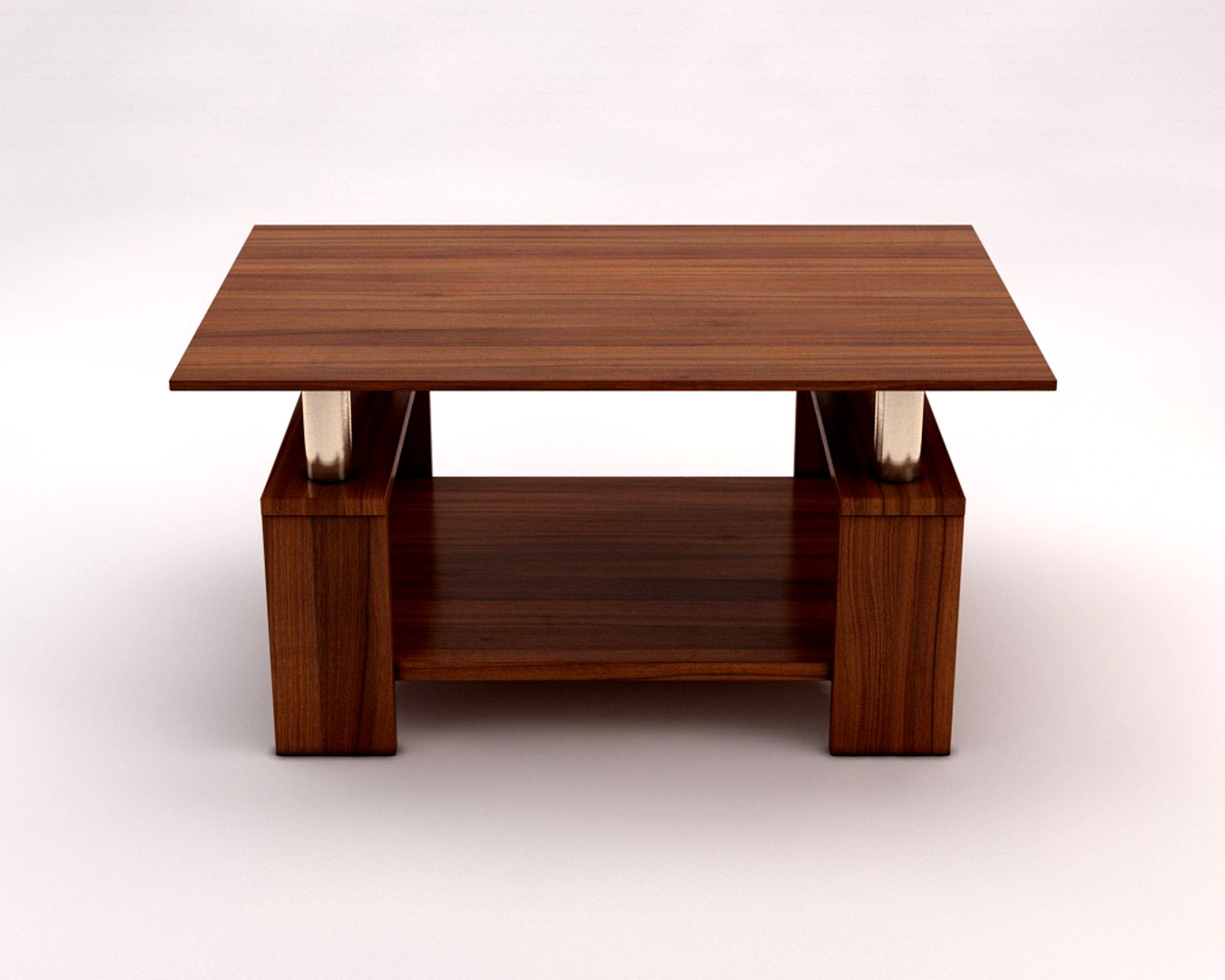 LOUNGE TABLE Double support in wood and chrome