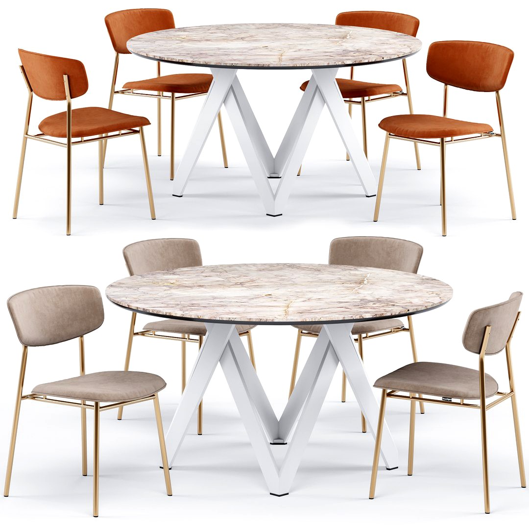 Cartesio dining table with Fifties dining chair Calligaris