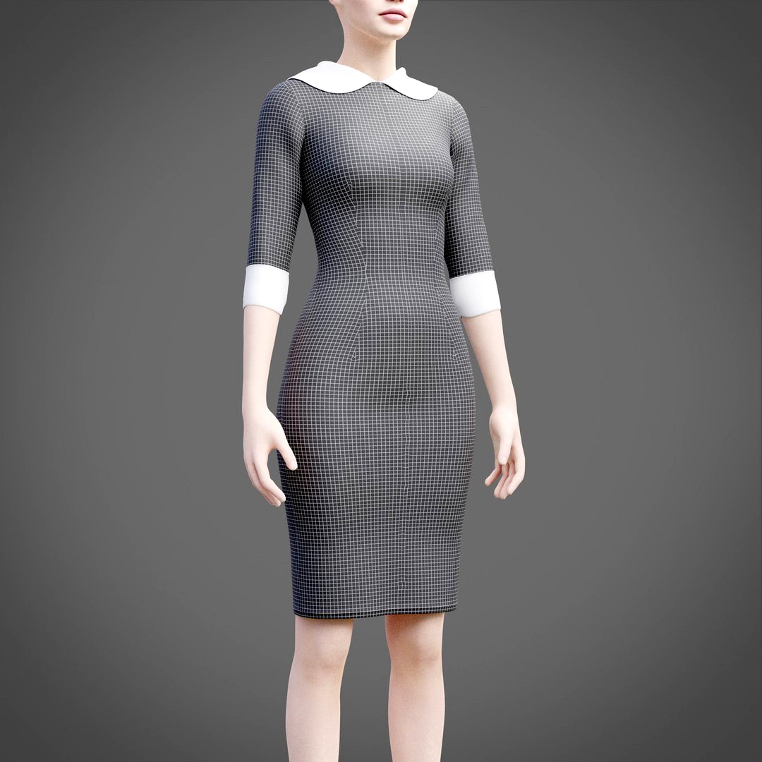 Plaid collar dress - female dress