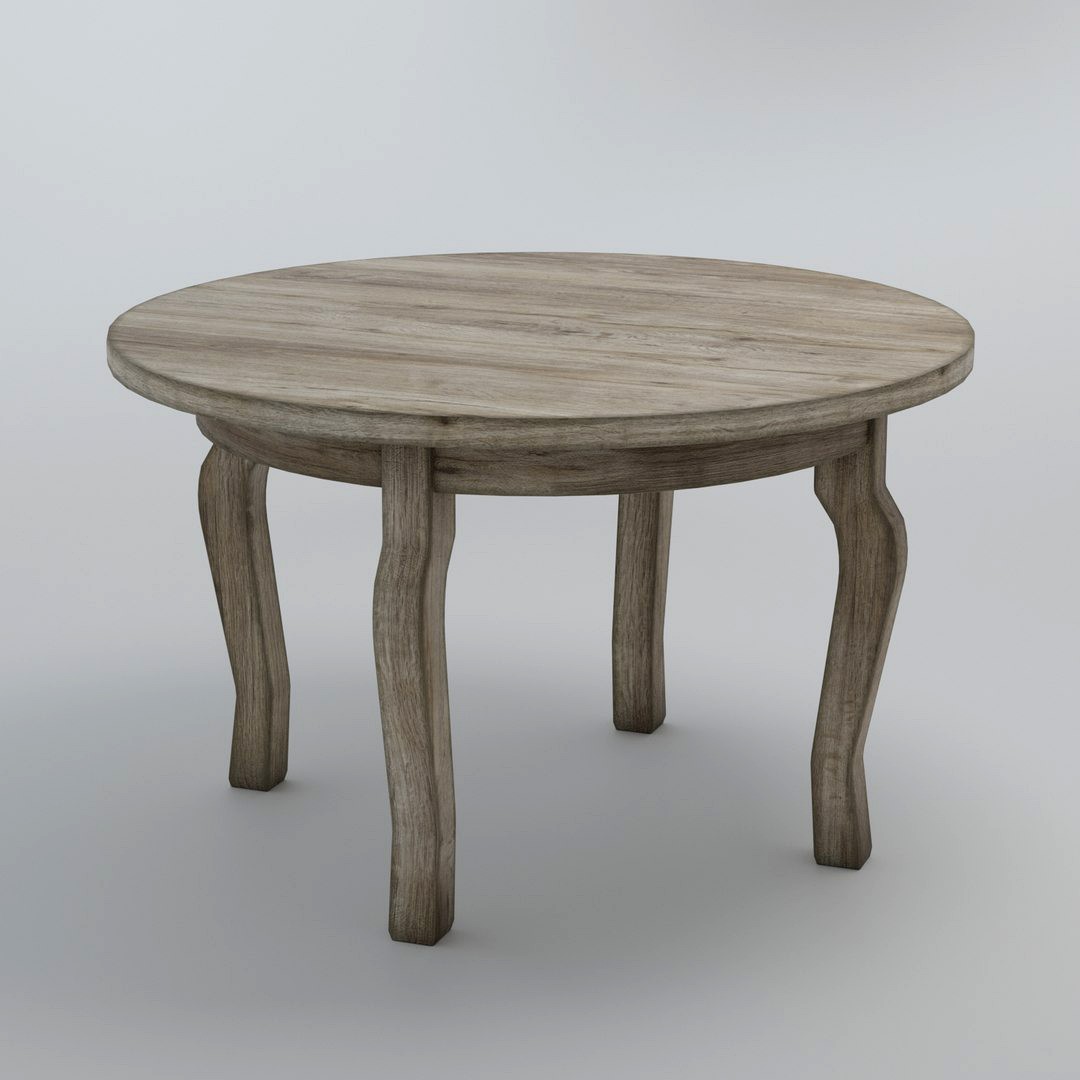 Round table aged wood