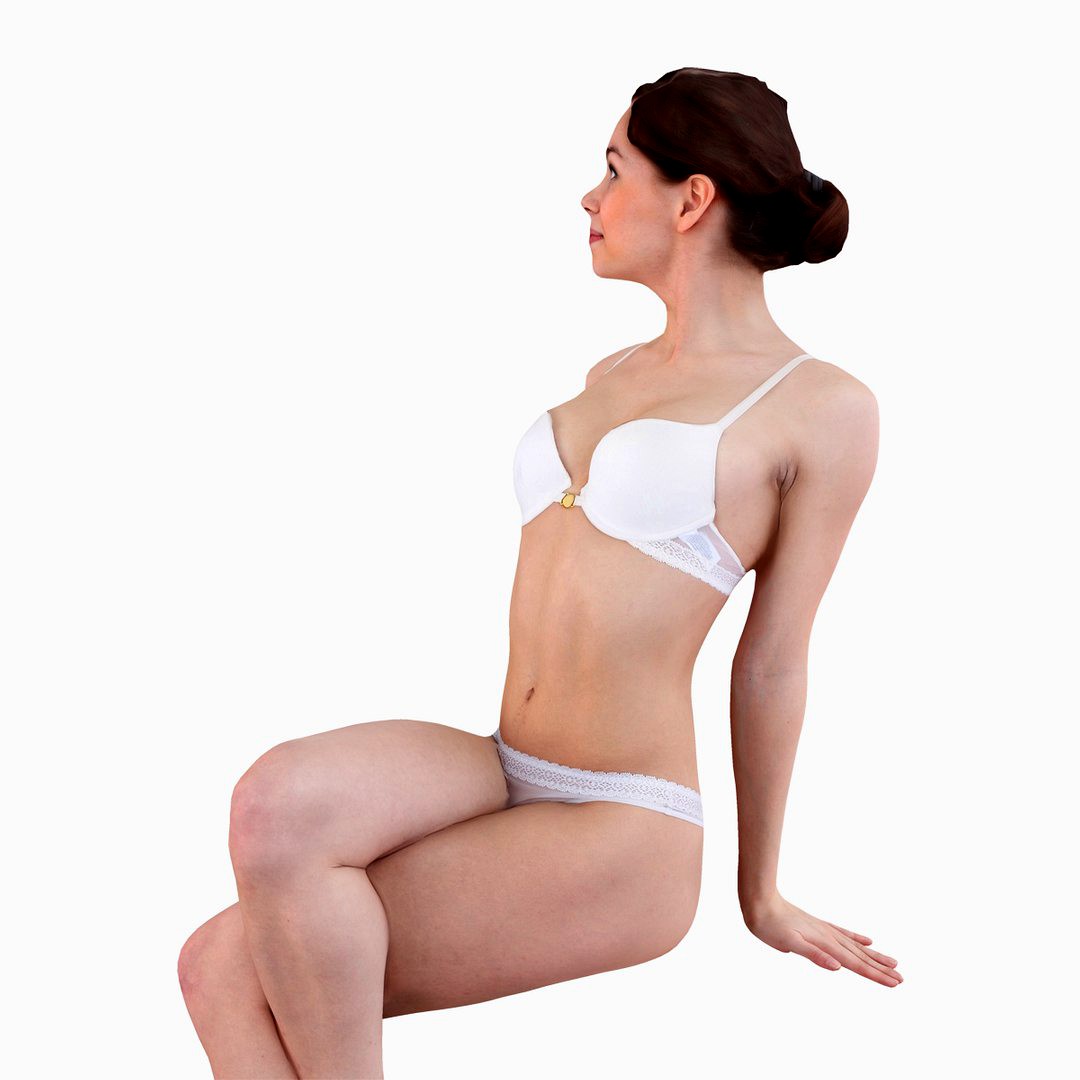 Woman in Underwear Sitting