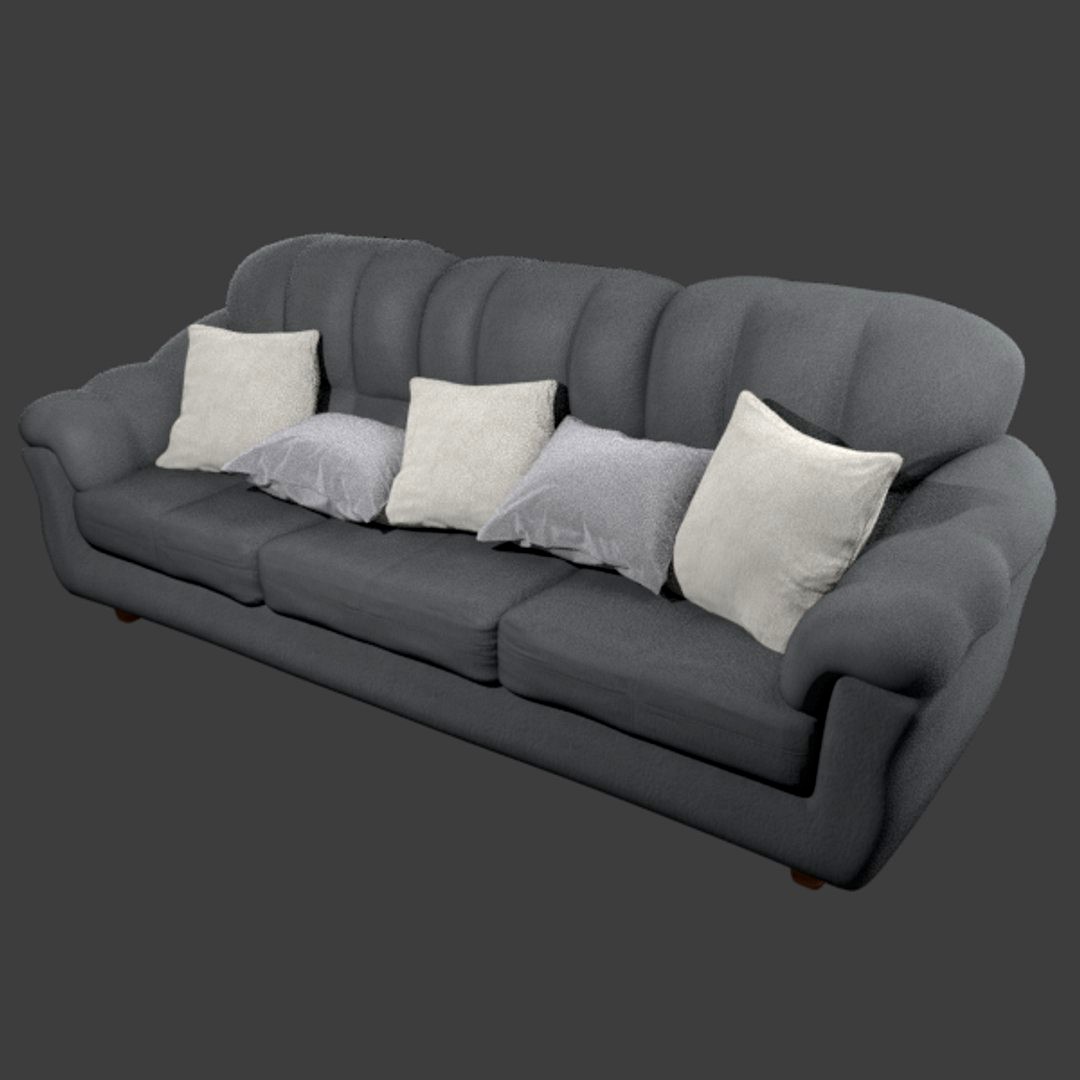Couch with Pillows - Grey