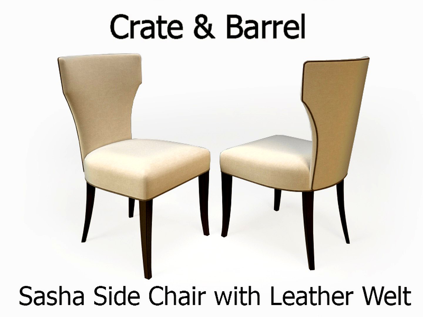 Crate & Barrel Sasha Side Chair with Leather Welt