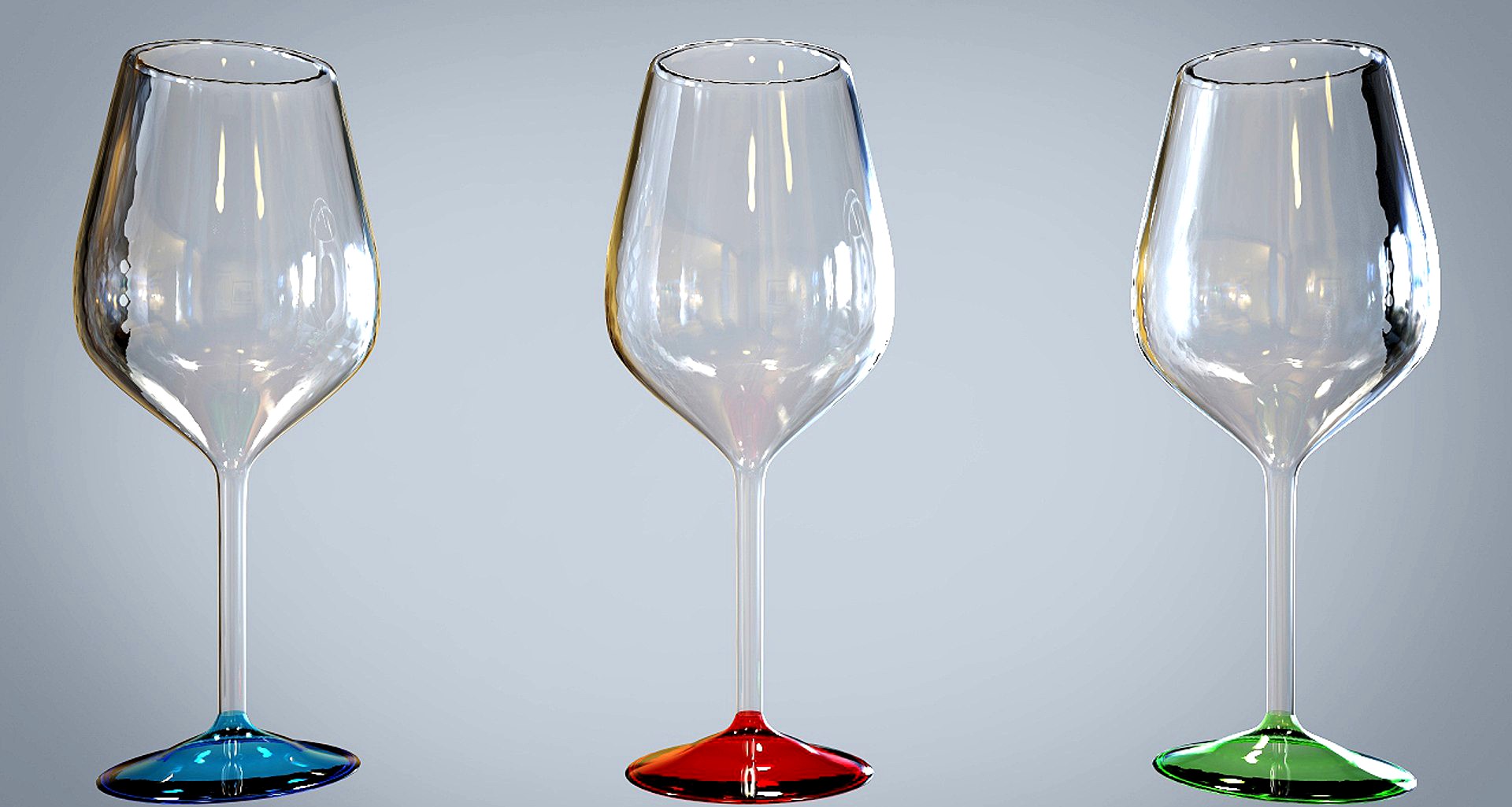 Wine glass with colorful Bottom