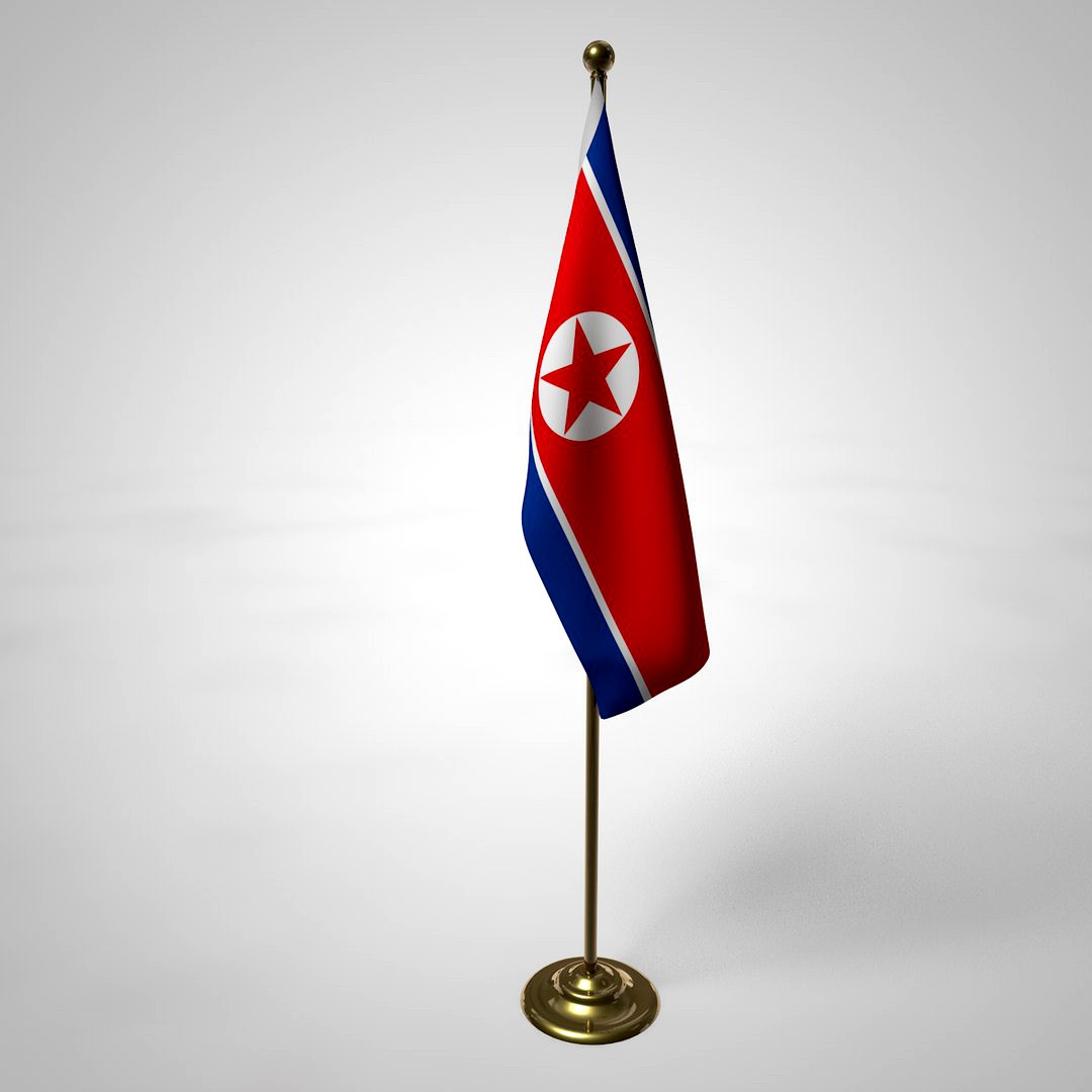 North Korea Flag and Pole