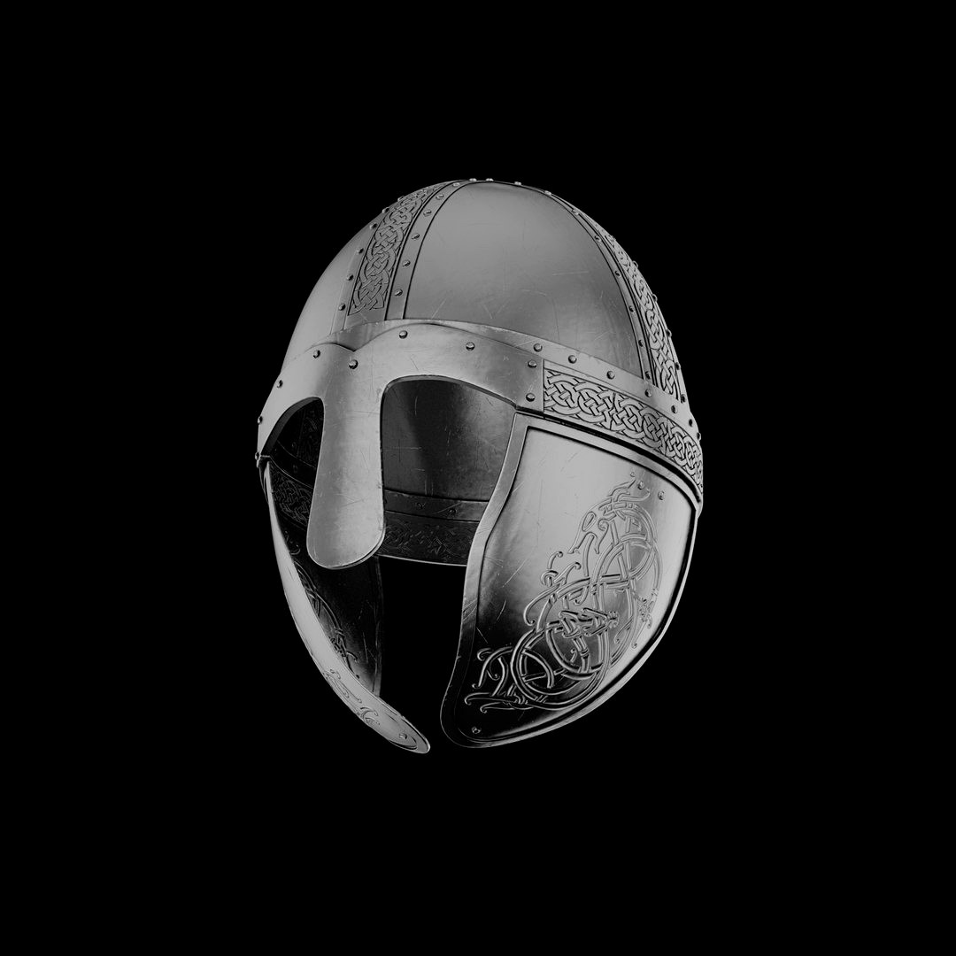 Viking helmet with engraved