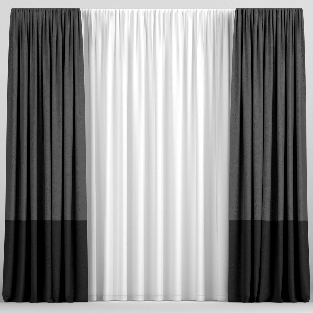 Two-tone curtains with tulle