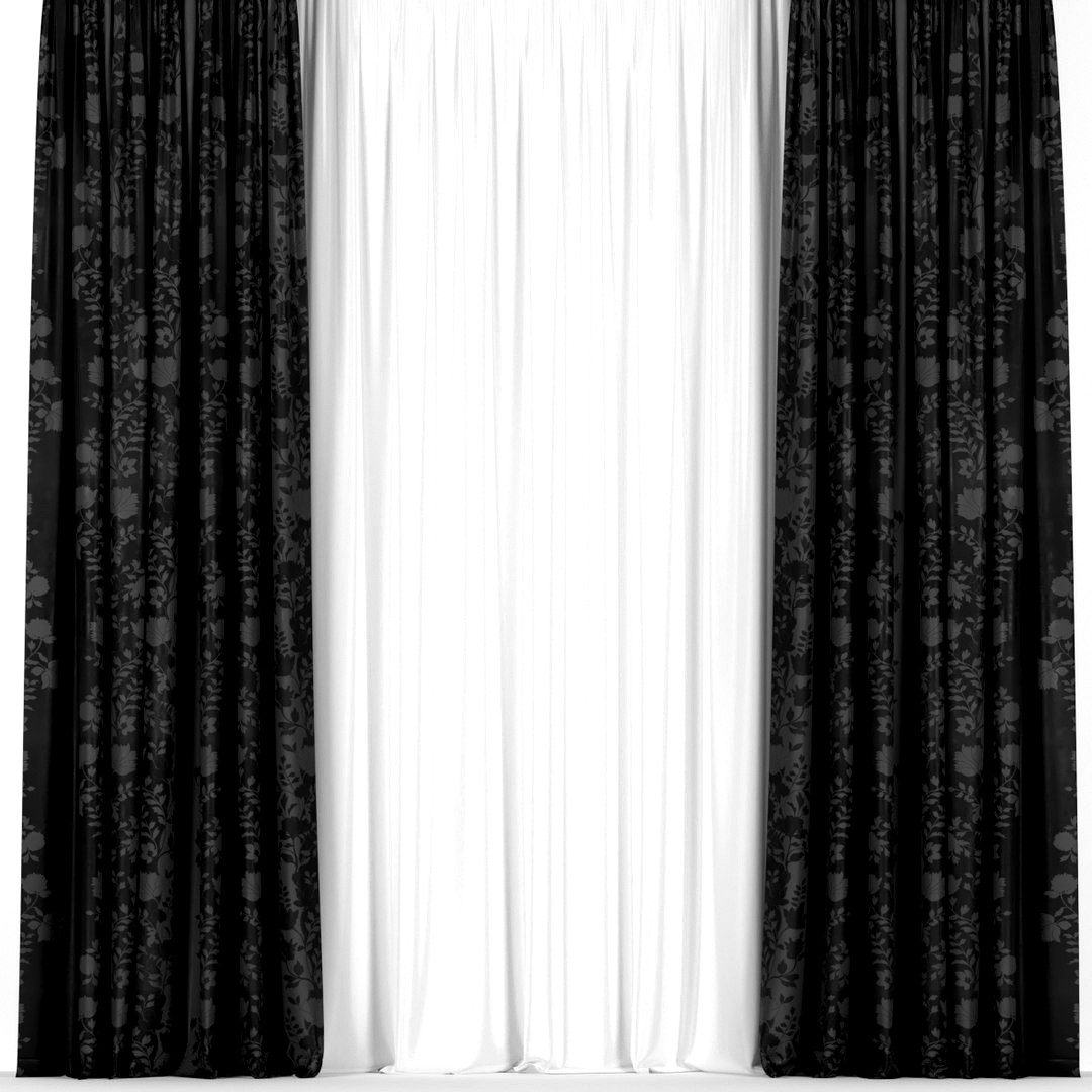 Dark curtains with tulle