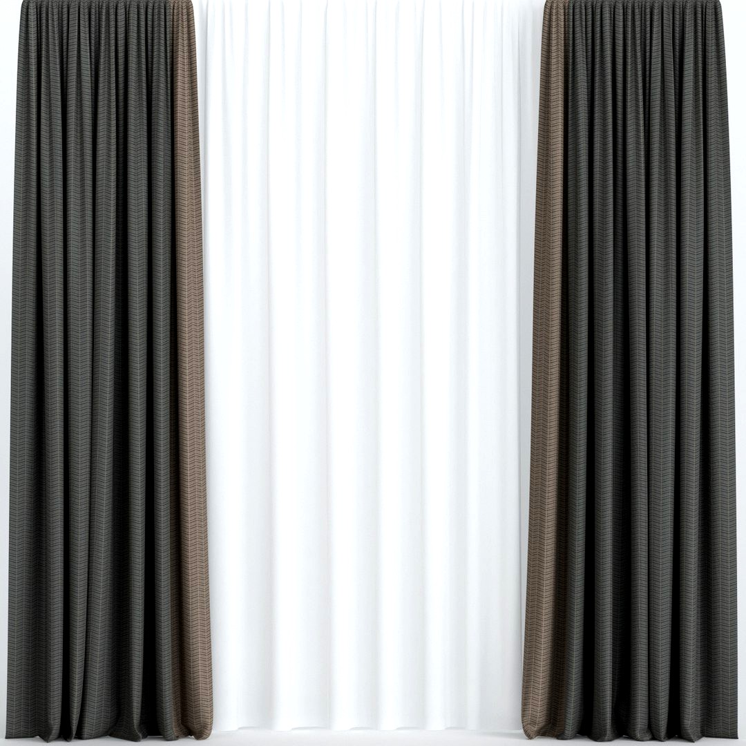 Dark curtains with tulle