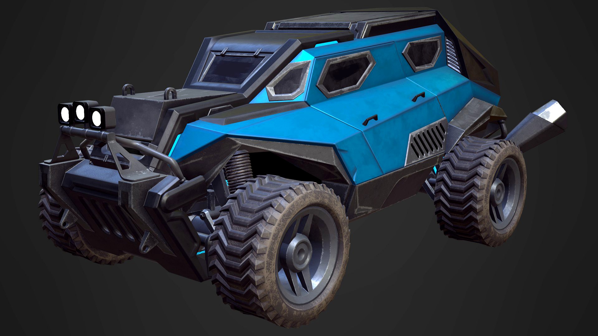 Sci-Fi Armored Racing Jeep 4X4 PBR