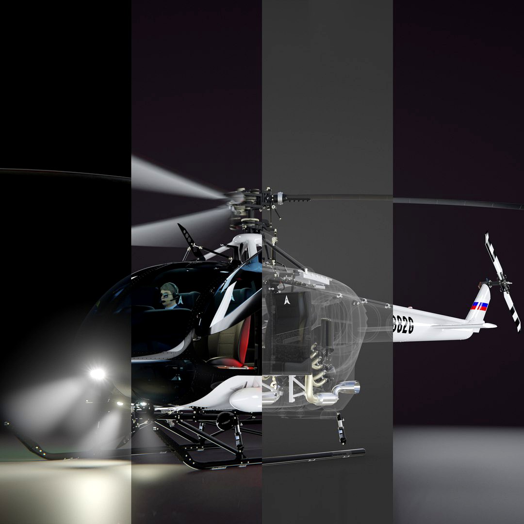 High quality and fully detailed Helicopter in 4 variations