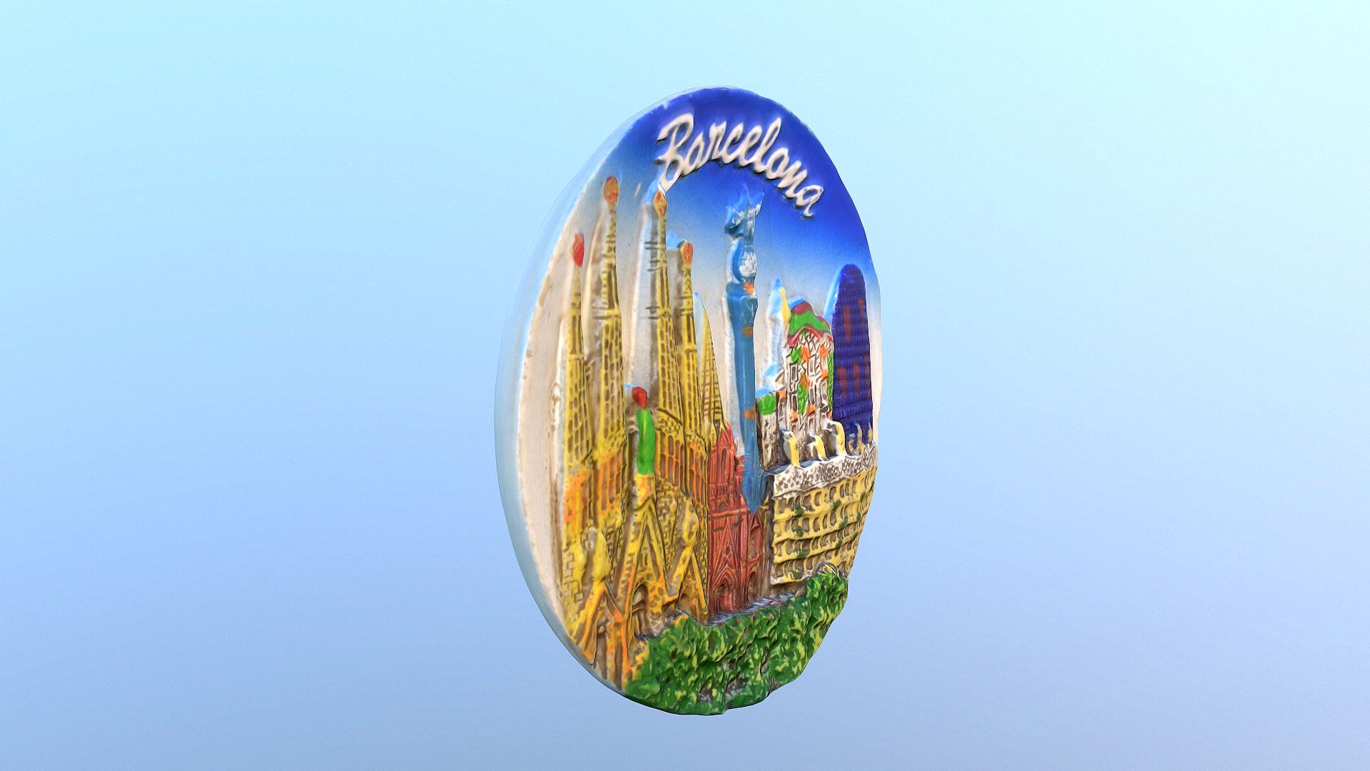 Barcelona Spain magnet souvenir fridge low poly 3D model