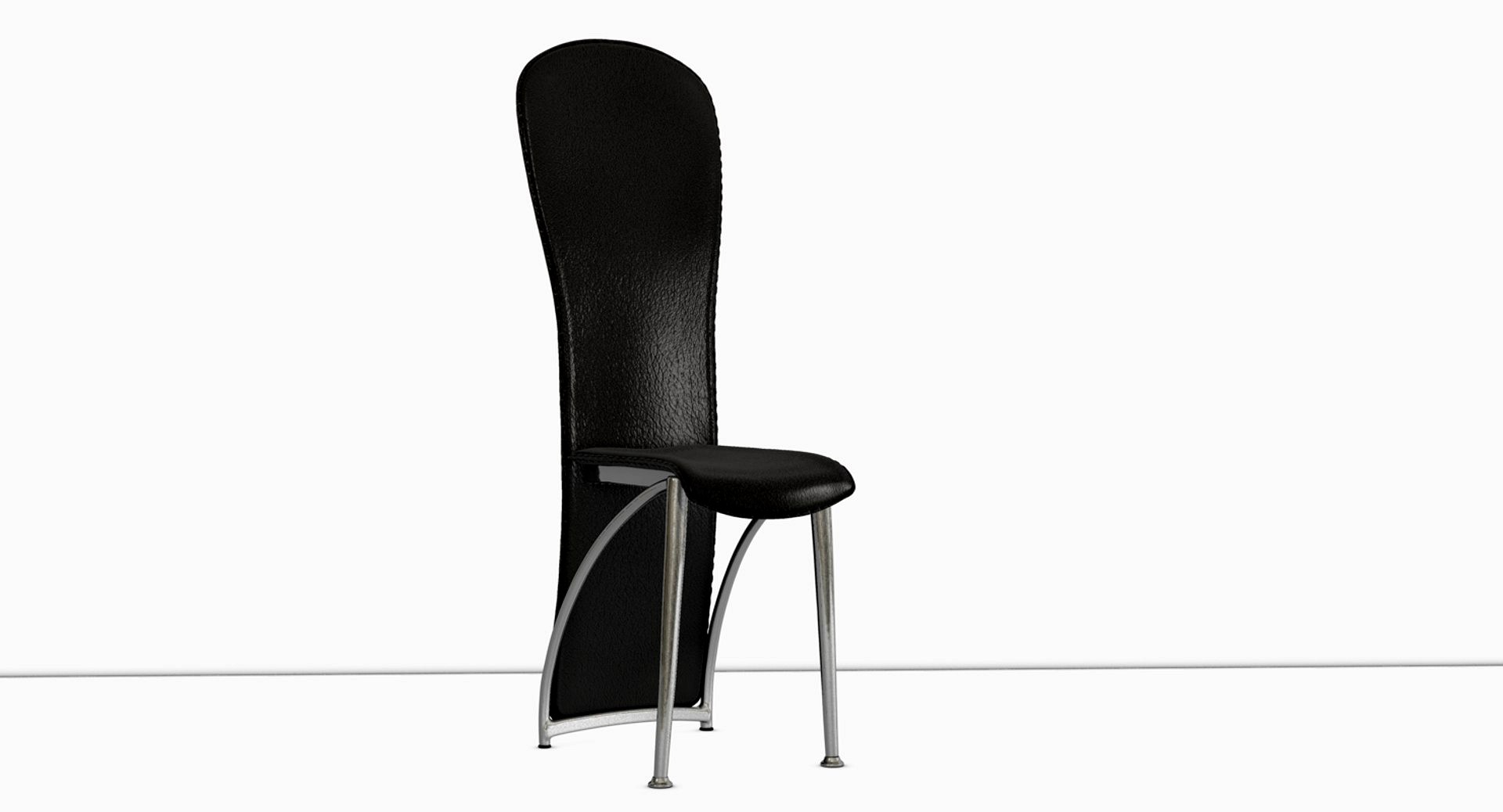 Dining chair with black leather