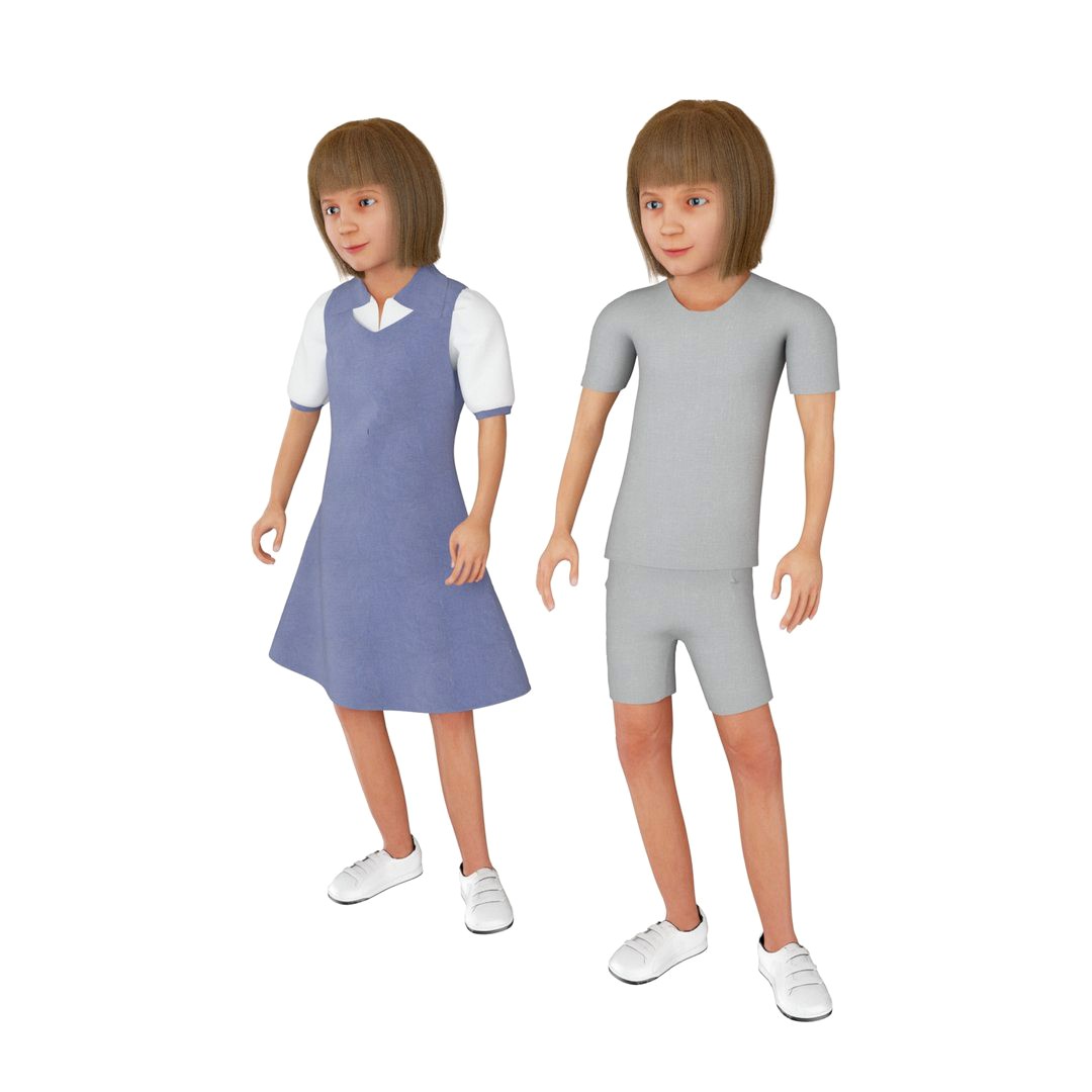 Girl real cloth simulation conversation loop animation 4