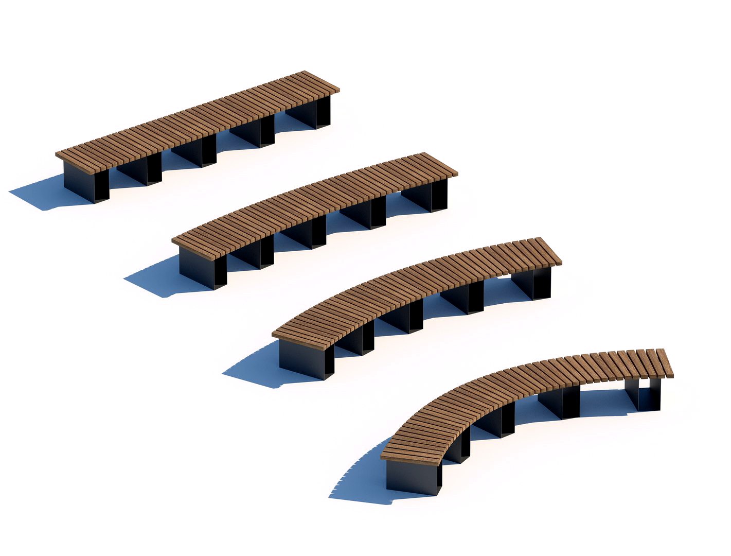 Customizable parametric wooden bench set