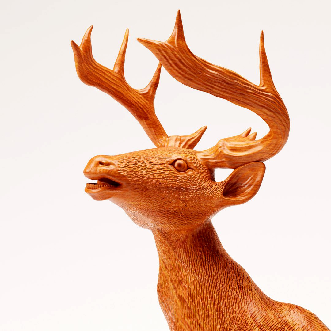 Wood Statuette Proud Stag