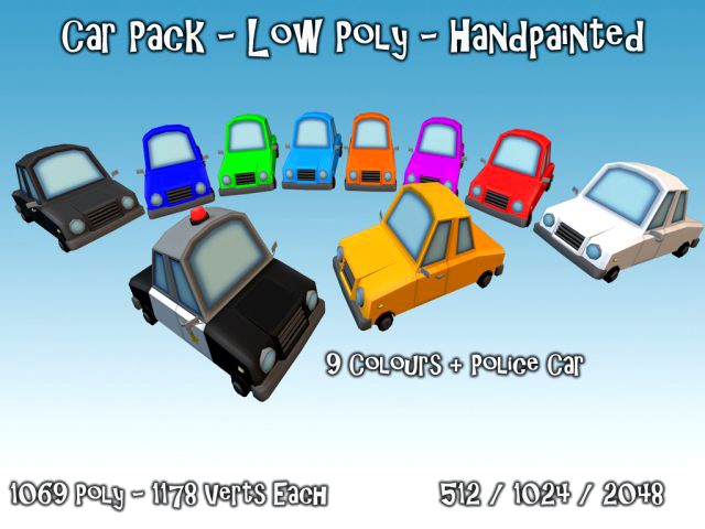 Toon Car Pack  Low Poly 3D Model