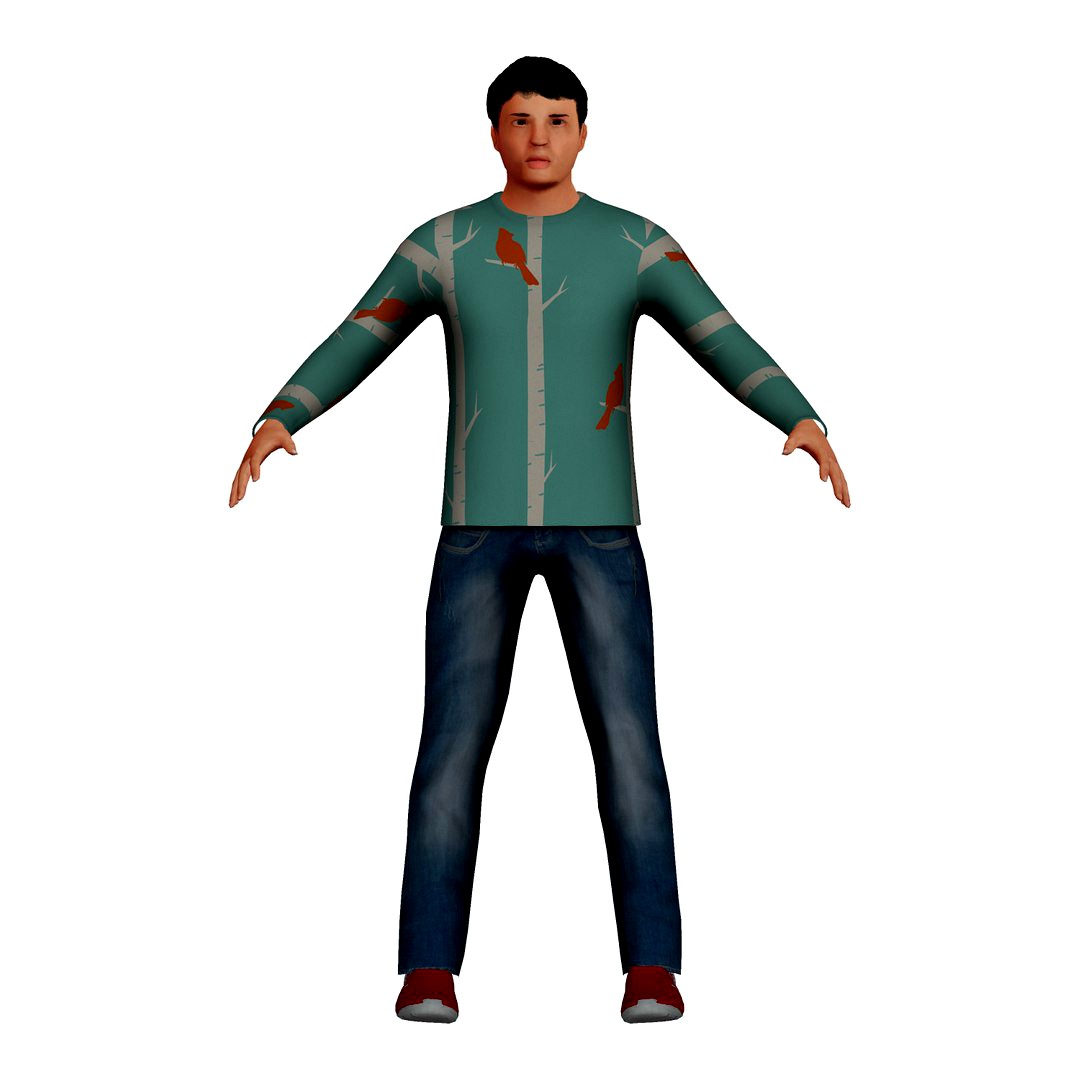 Adult Low-Poly Asian Man