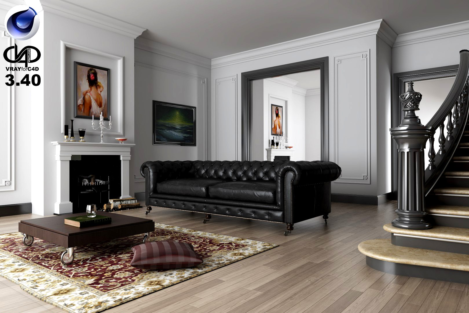 living room C4D R18 vrayforc4d  3.40