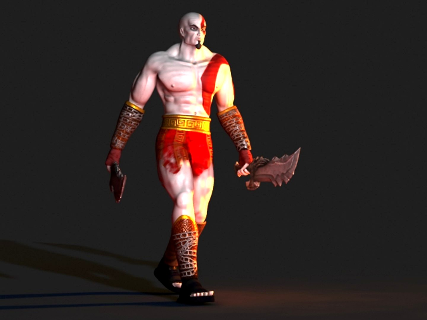Kratos God Of  War - Video Game Character Walking