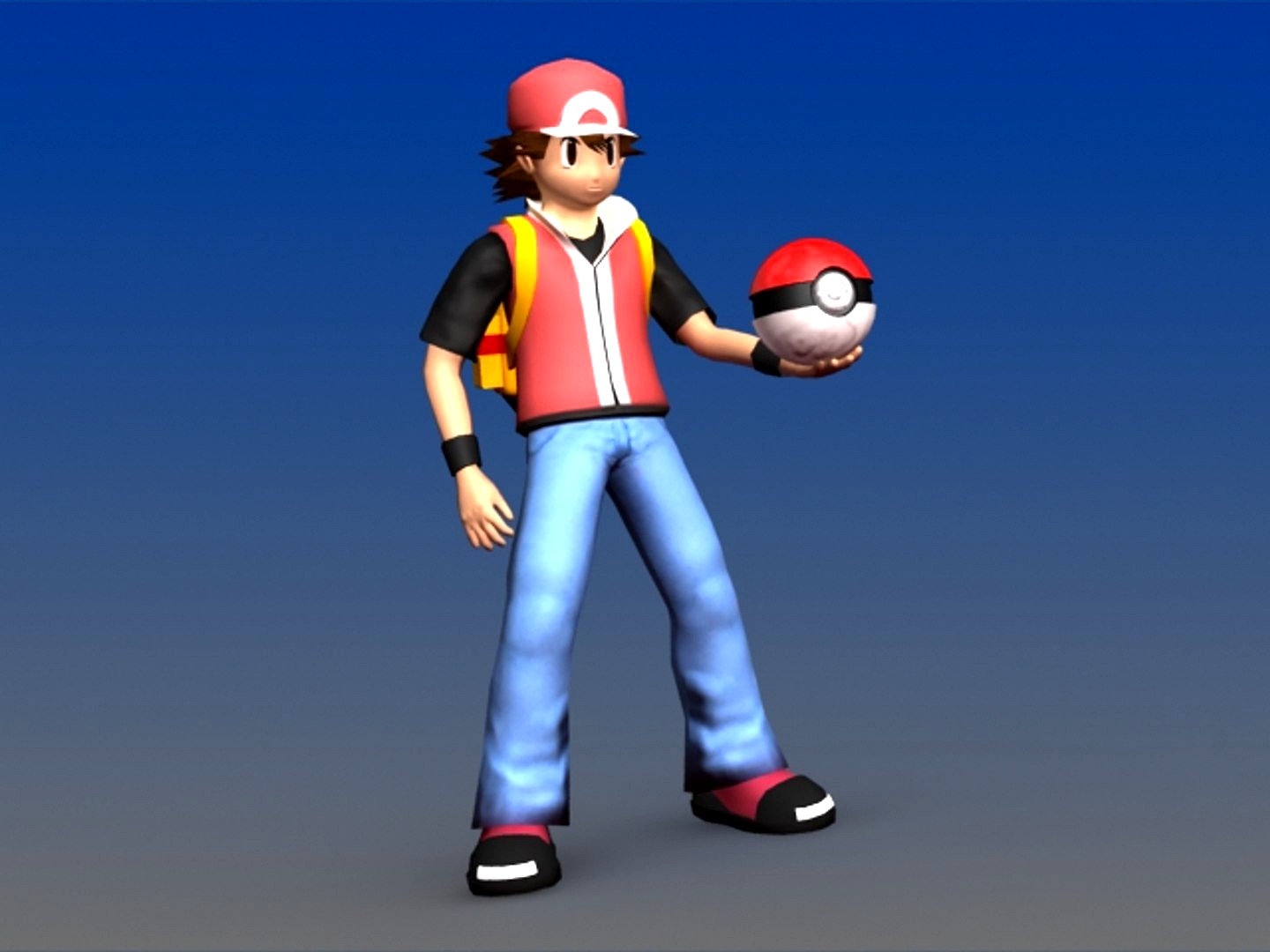 Ash with Backpack and Poke Ball -  Pokemon Character