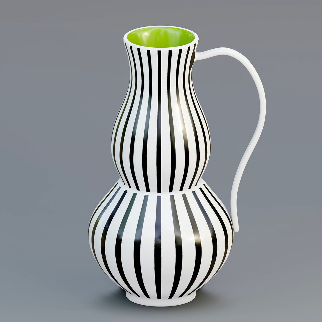 Striped ceramic pitcher