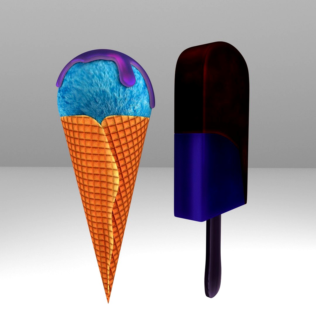 Blue ice cream & ice lolly