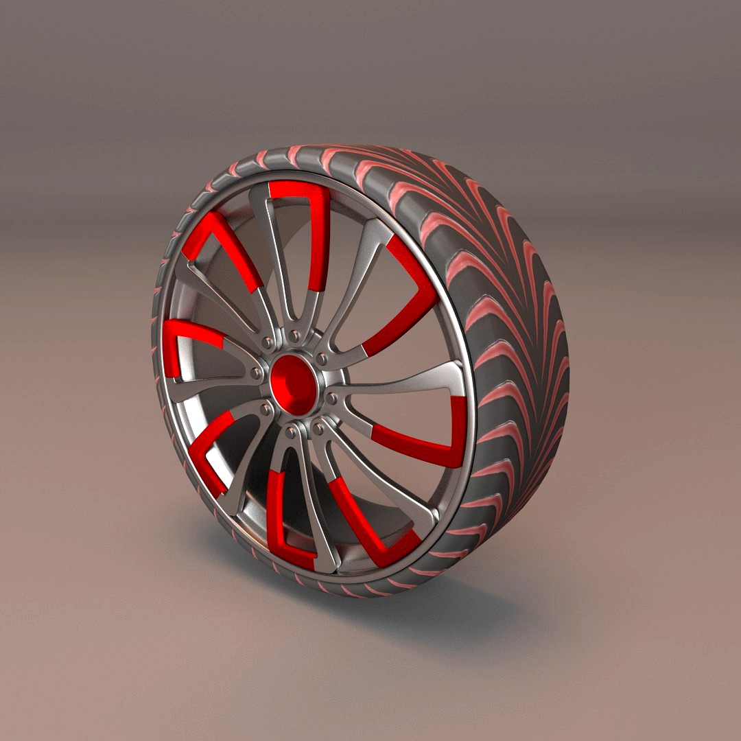 Red & silver uniformed generic car wheel 2