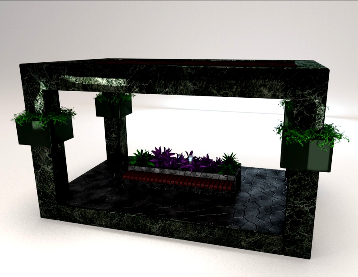 (Important textures coming back soon after improvements)Cuboid gazebo bench area