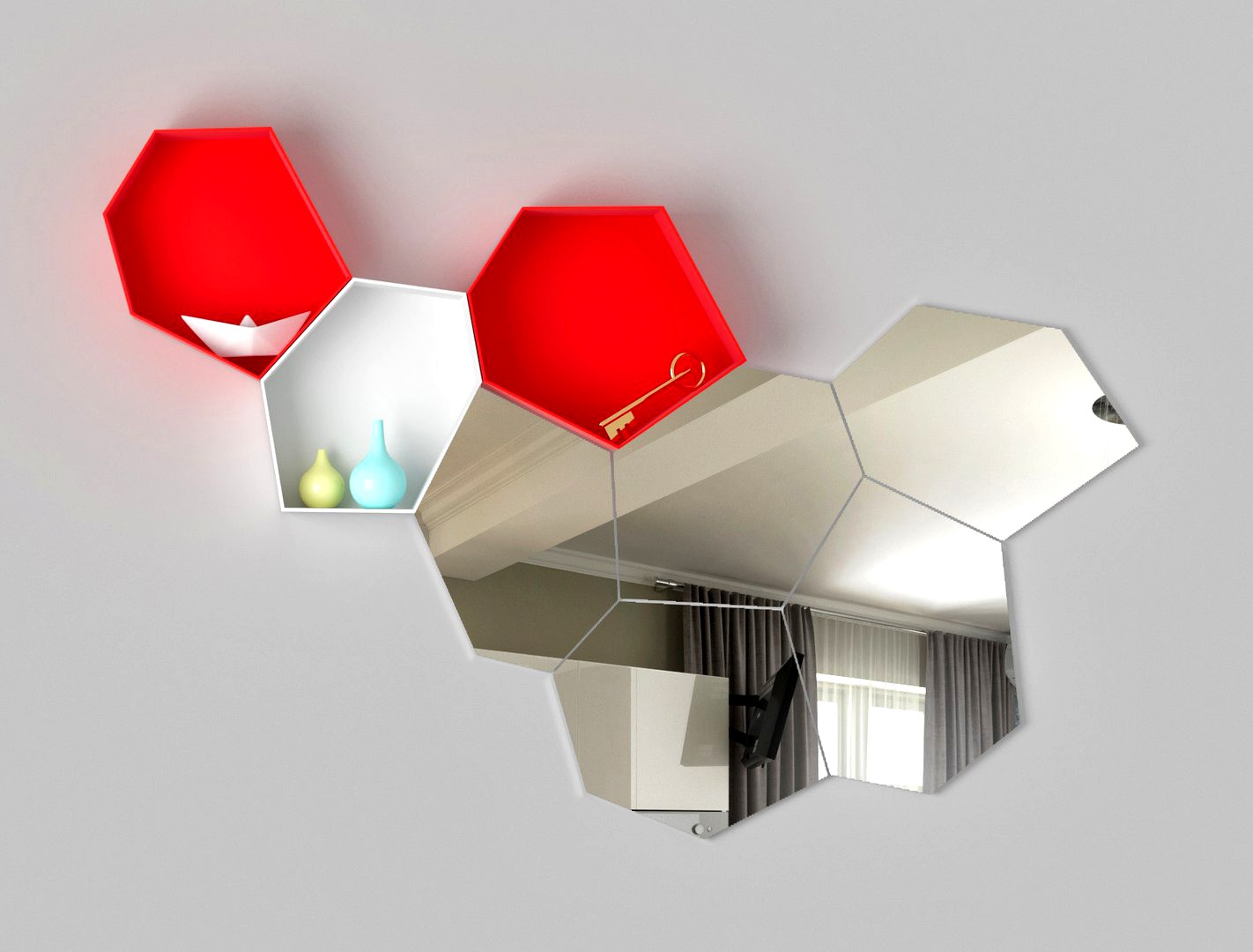 Modular shelf mirror Moss Calligaris