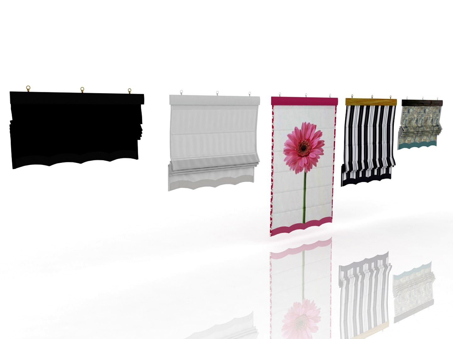 Five different Roman shades