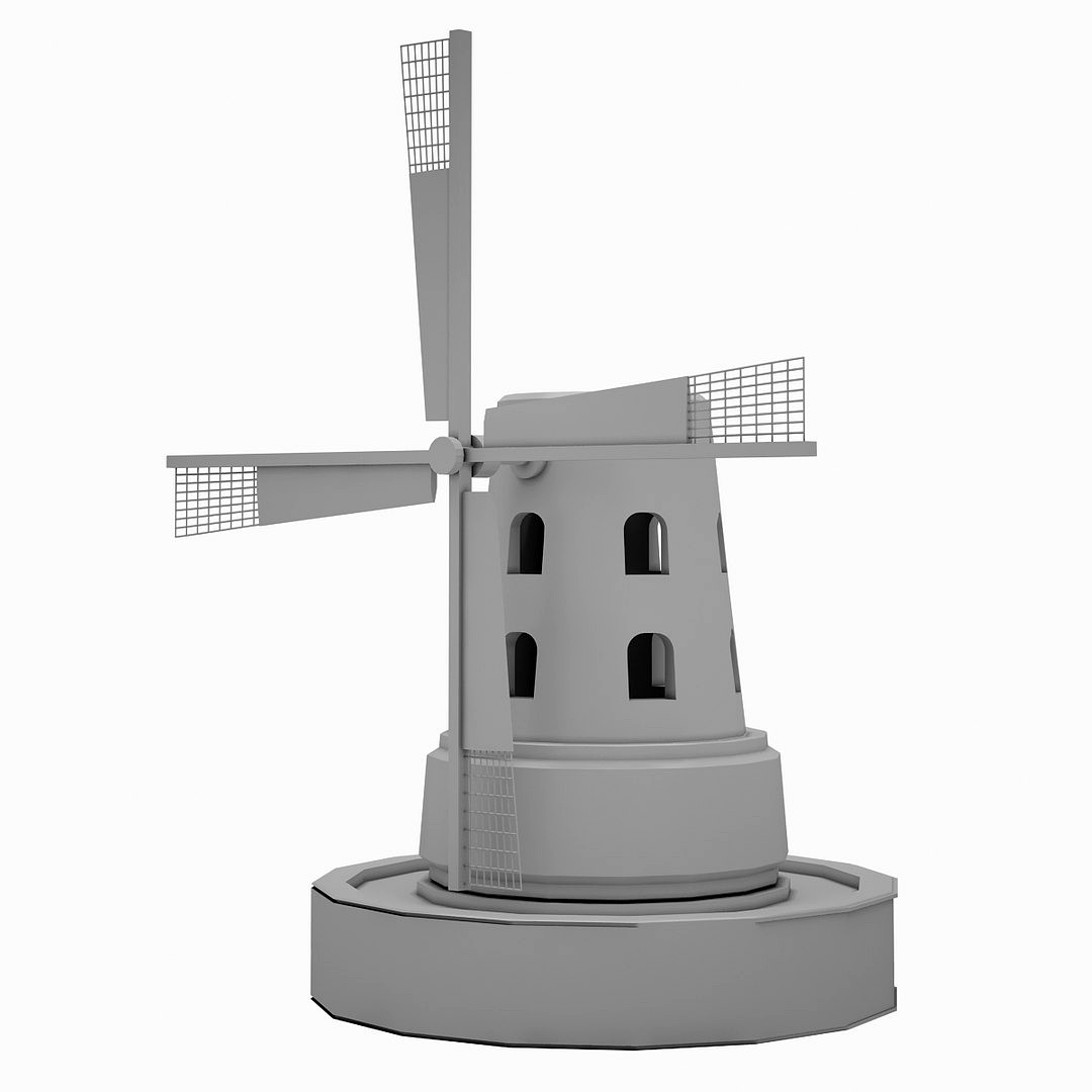 Lowpoly Medieval Windmill 02