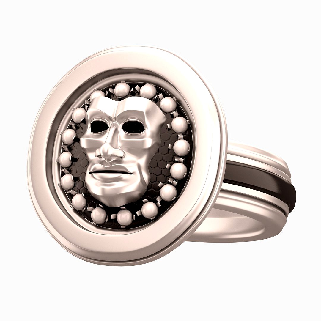 Face Mask Ring Silver