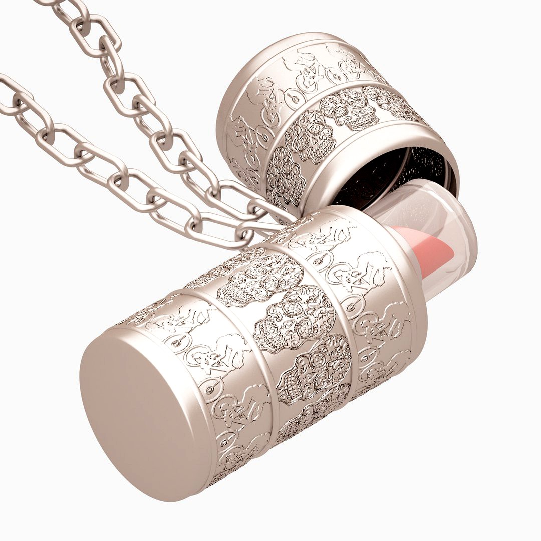 Lipstick Holder Necklace V2 Silver 02 Lowpoly