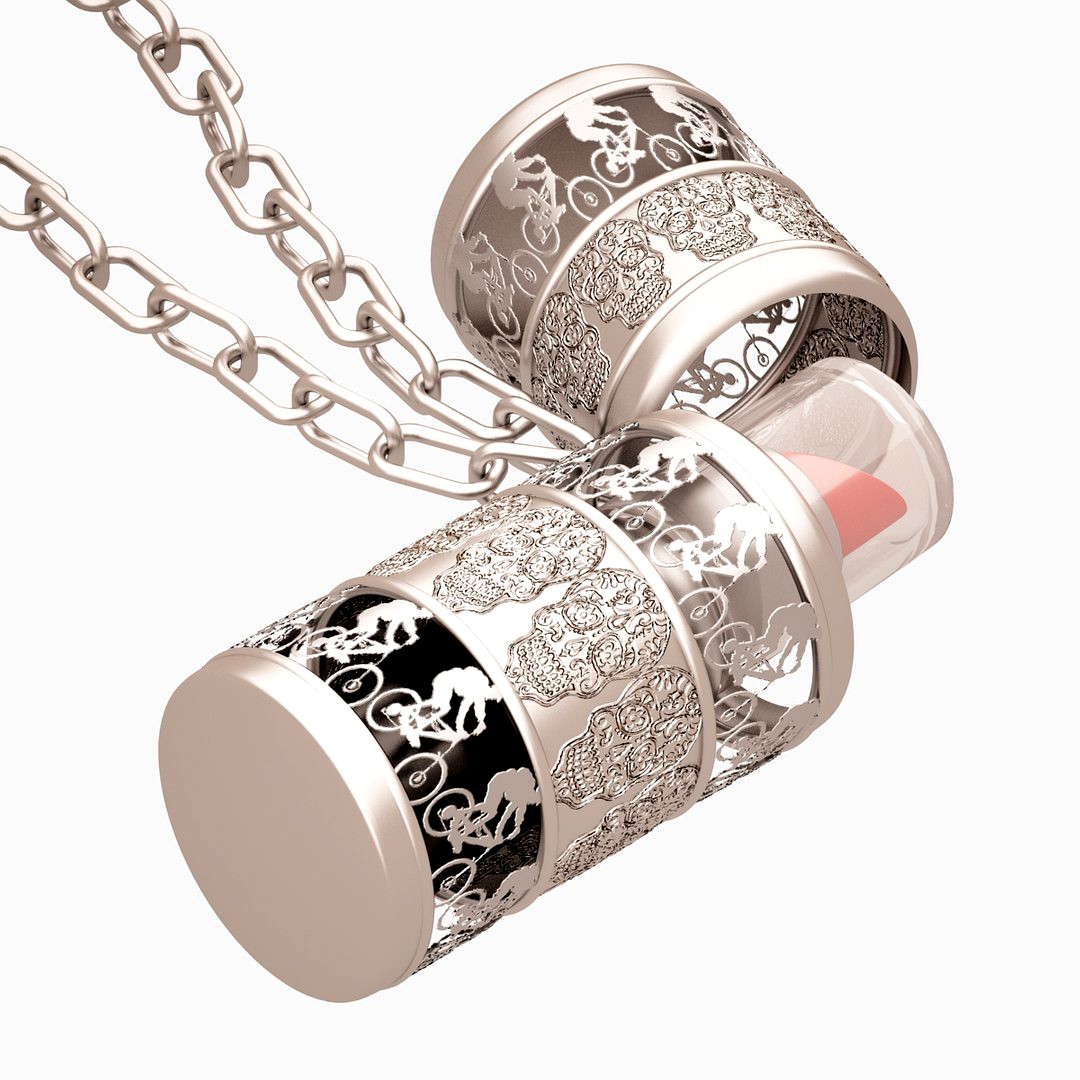 Lipstick Holder Necklace Silver 02 Lowpoly