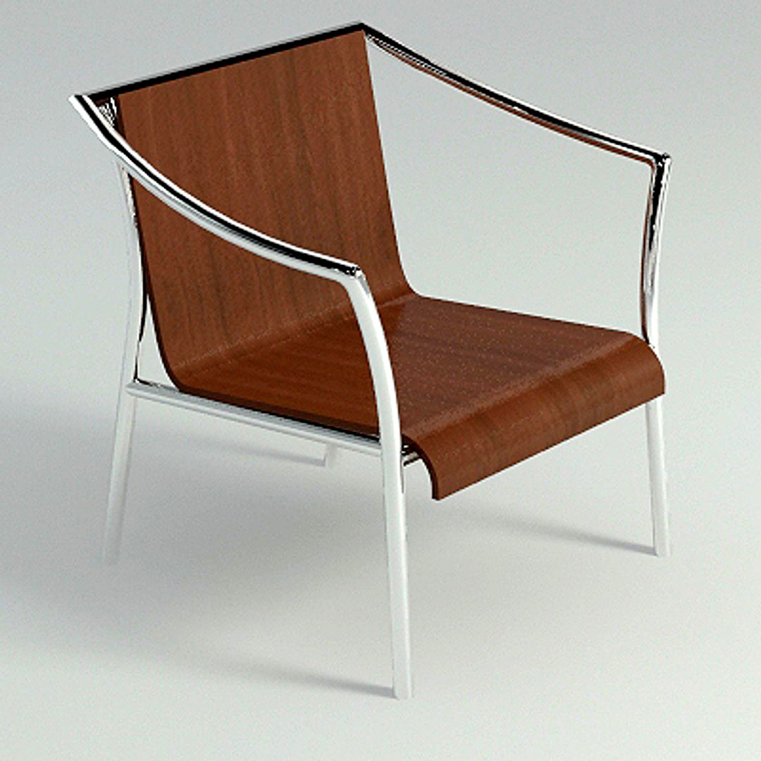 Chrome & Wood Chair - Mental Ray Materials
